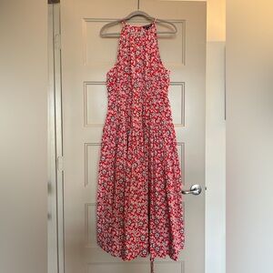 Tie-Waist Halter Dress by J. Crew Red Floral XXL